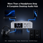 TRASAM HD200 Desktop DAC Headphone Amplifier, 4×ES9039Q2M Quad DAC, XMOS XU316, LDAC aptX HD Bluetooth 5.4, USB/Optical/Coaxial Input, XLR/RCA Preamp Output, 4.4mm/3.5mm Headphone Out