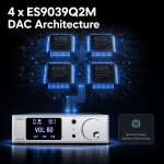 TRASAM HD200 Desktop DAC Headphone Amplifier, 4×ES9039Q2M Quad DAC, XMOS XU316, LDAC aptX HD Bluetooth 5.4, USB/Optical/Coaxial Input, XLR/RCA Preamp Output, 4.4mm/3.5mm Headphone Out