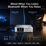 TRASAM HD200 Desktop DAC Headphone Amplifier, 4×ES9039Q2M Quad DAC, XMOS XU316, LDAC aptX HD Bluetooth 5.4, USB/Optical/Coaxial Input, XLR/RCA Preamp Output, 4.4mm/3.5mm Headphone Out