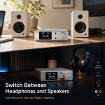 TRASAM HD200 Desktop DAC Headphone Amplifier, 4×ES9039Q2M Quad DAC, XMOS XU316, LDAC aptX HD Bluetooth 5.4, USB/Optical/Coaxial Input, XLR/RCA Preamp Output, 4.4mm/3.5mm Headphone Out