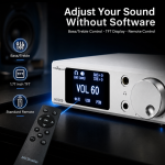 TRASAM HD200 Desktop DAC Headphone Amplifier, 4×ES9039Q2M Quad DAC, XMOS XU316, LDAC aptX HD Bluetooth 5.4, USB/Optical/Coaxial Input, XLR/RCA Preamp Output, 4.4mm/3.5mm Headphone Out