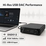 TRASAM LP2 Desktop DAC & Headphone Amplifier, Dual ES9039Q2M DAC, XMOS XU316, LDAC aptX HD Bluetooth 5.4, USB/Optical/Coaxial Input, XLR/RCA Preamp Output, 4.4mm/3.5mm Headphone Out