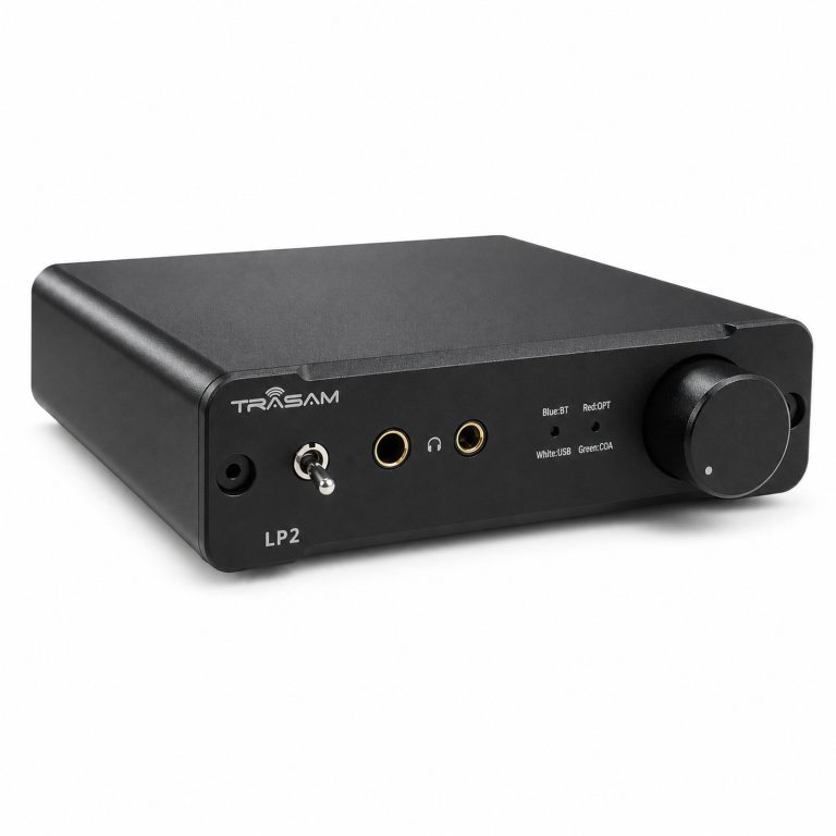 TRASAM LP2 Desktop DAC & Headphone Amplifier, Dual ES9039Q2M DAC, XMOS XU316, LDAC aptX HD Bluetooth 5.4, USB/Optical/Coaxial Input, XLR/RCA Preamp Output, 4.4mm/3.5mm Headphone Out