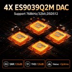 TRASAM MP10 HiFi Music Streamer, 4x ESS9039Q2M DAC, Android 14 Lossless Music Player, WiFi 6, Bluetooth 5.4, DSD512, MQA